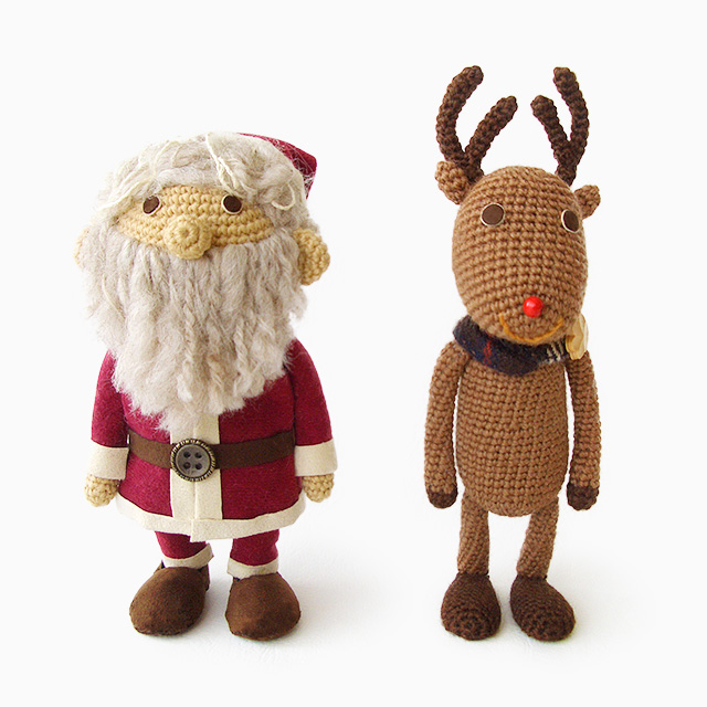 あみぐるみ　サンタとトナカイ